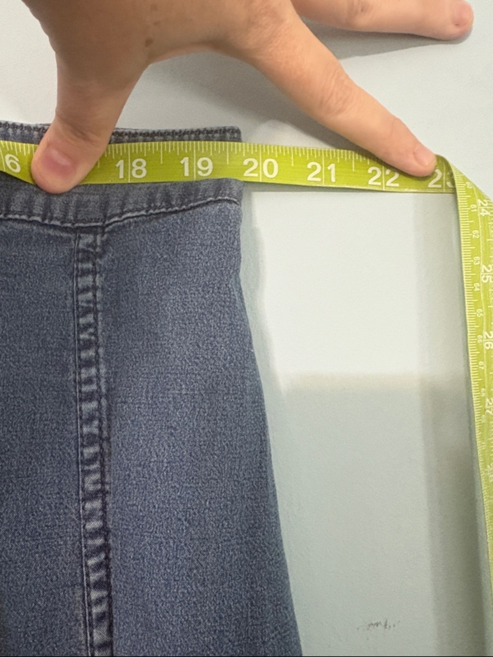 1X Classic Modest Old Money Capsule Button-Front Denim Skirt - Blue - Picture 7 of 8